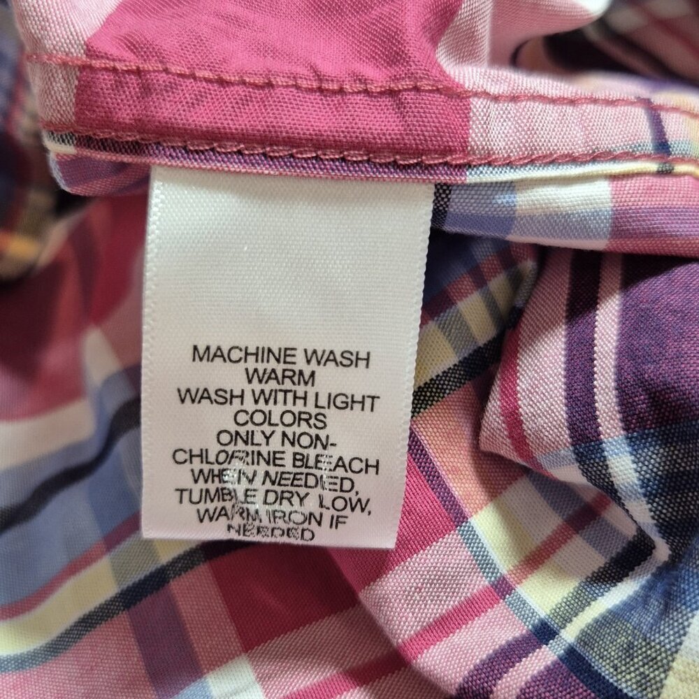 Roundtree & Yorke Mens Size L Plaid Long Sleeve Button Up Shirt Pink Multi (57) - Picture 9 of 9